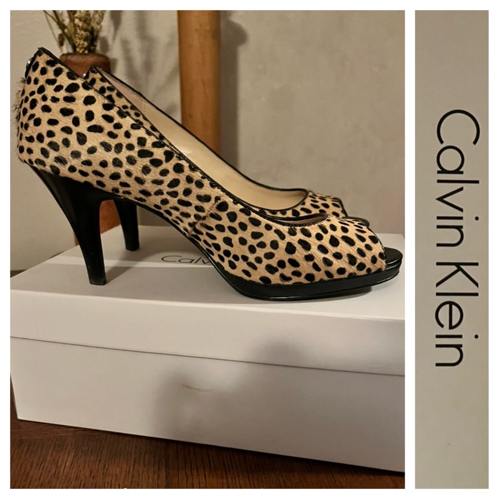 Calvin Klein Black and Cream Leopard Heels